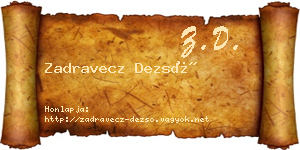 Zadravecz Dezső névjegykártya